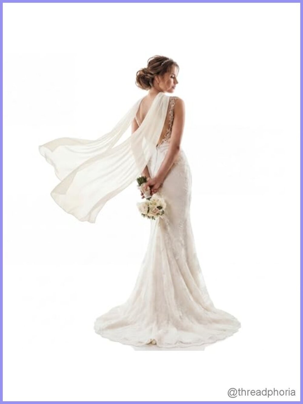Ivory Chiffon Bridal Shawl Wedding Wrap 90in for Women